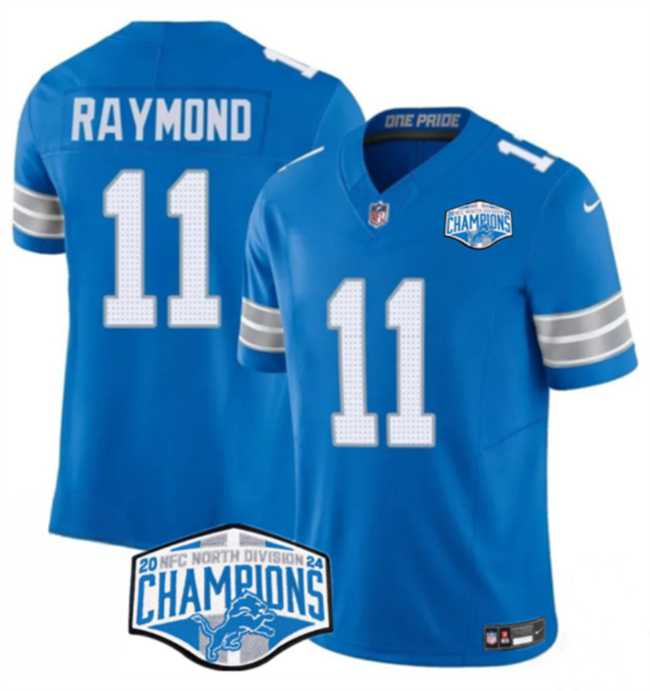 Mens Detroit Lions #11 Kalif Raymond Blue 2024 NFC North Champions F.U.S.E. Vapor Limited Stitched Jersey
